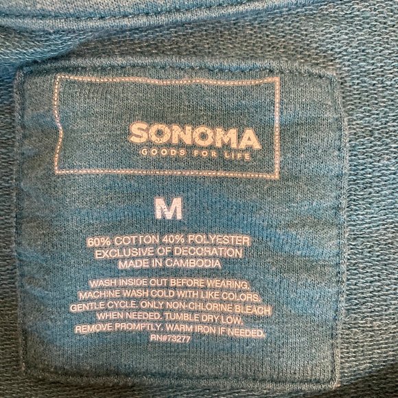 Sonoma Women's Color Fade Tie Dye Long Sleeve Sweatshirt, Cozy, Teal, sz Medium - Picture 3 of 5